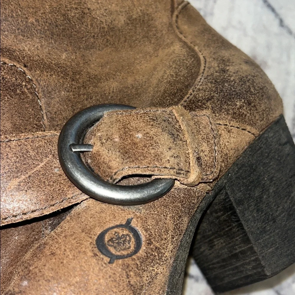 Suede leather mid calf riding boots Born Shaylee - Picture 4 of 10